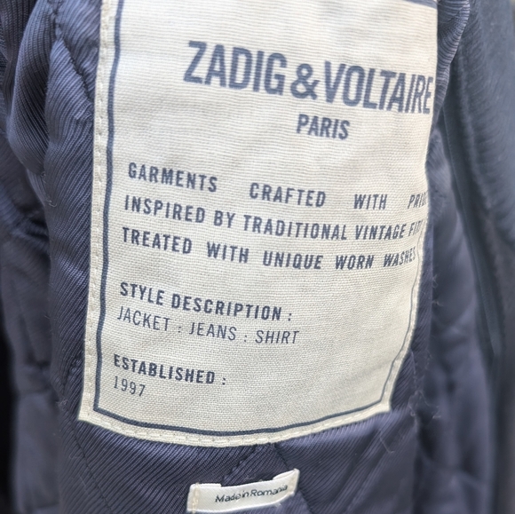 Zadig and Voltaire black bomber jacket with leather sleeves. Size Medium. - Picture 2 of 4